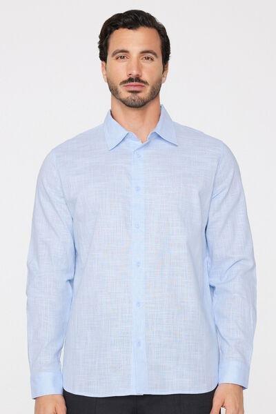 Blue Long Sleeve 100% Cotton Shirt, 5701_376Z, large image number 1