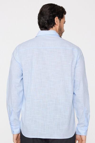 Blue Long Sleeve 100% Cotton Shirt, 5701_376Z, large image number 2