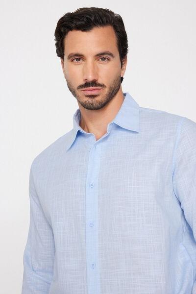 Blue Long Sleeve 100% Cotton Shirt, 5701_376Z, large image number 3