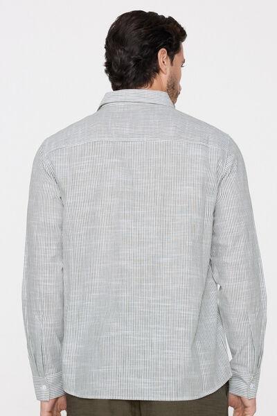 White / Green Long Sleeve 100% Cotton Shirt, 5701_389Z, medium