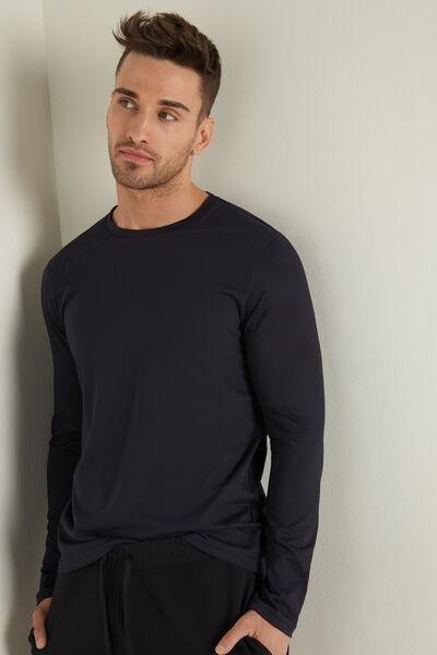 DEEP BLUE Long Sleeve Cotton Top, , large image number 1