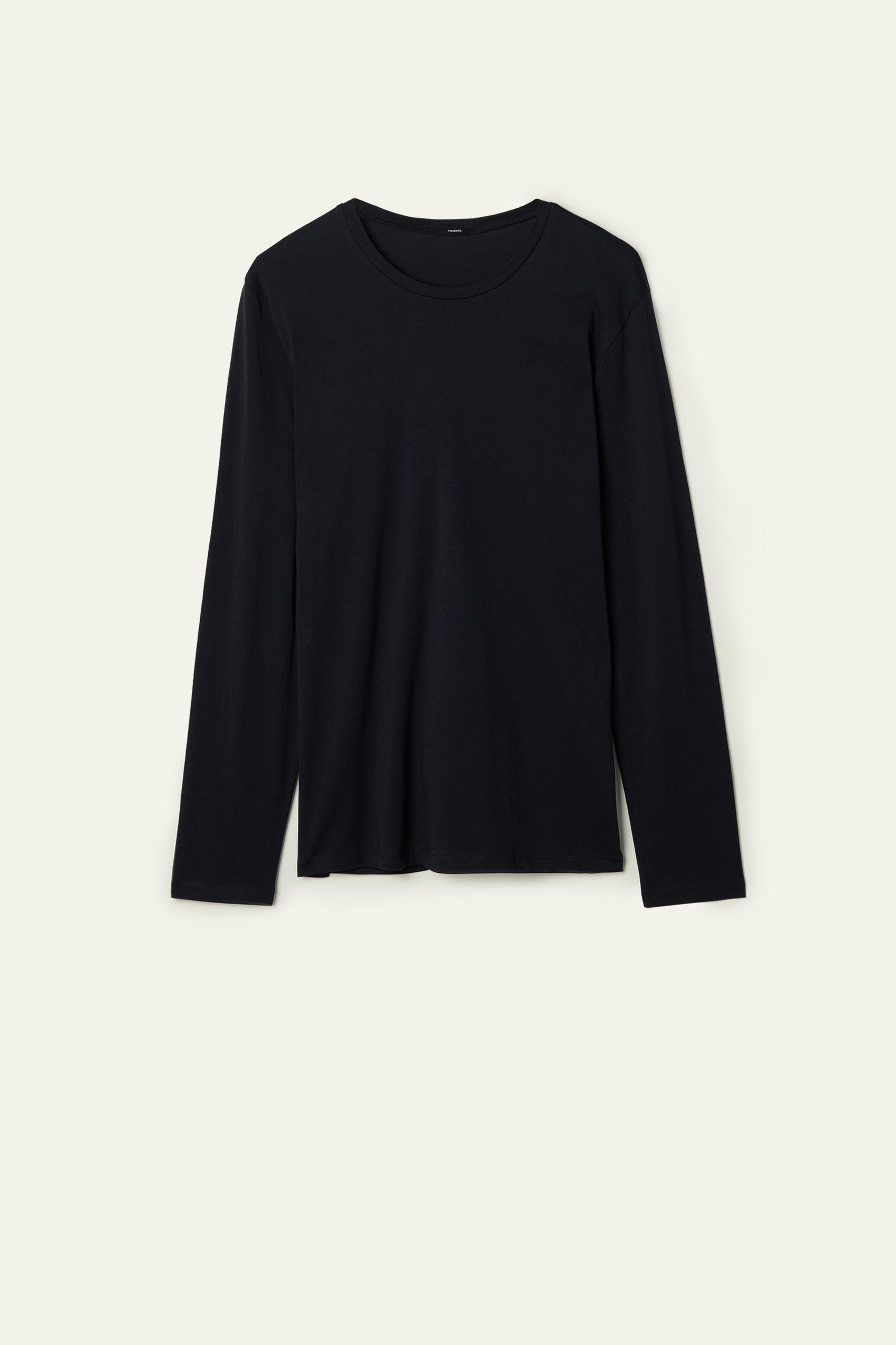 DEEP BLUE Long Sleeve Cotton Top, , large image number 4