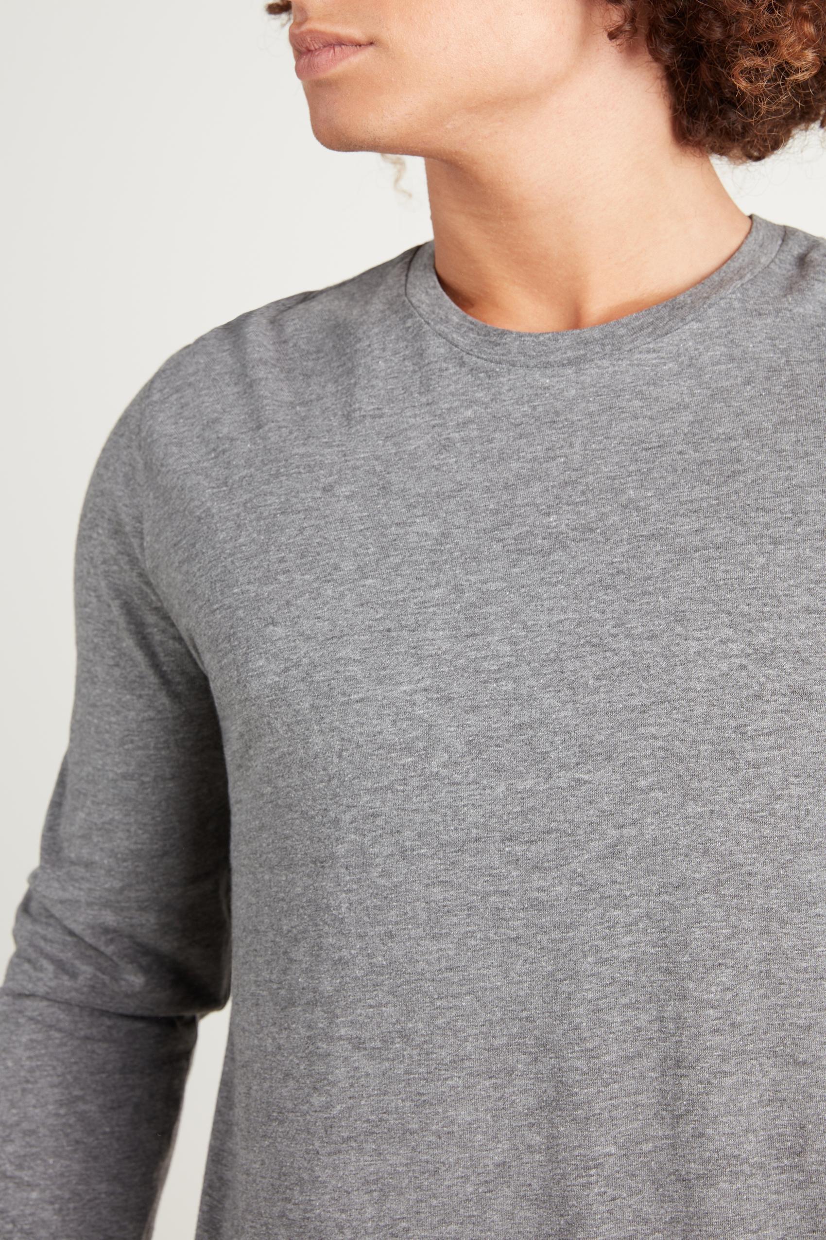 مزيج رمادي �?حمي توب طويل الأكمام من القطن ، للرجال, Charcoal Grey Blend, large image number 5