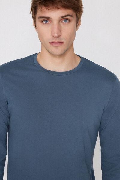 Blue Long Sleeves 100% Cotton Top, 5701_802Y, large image number 1