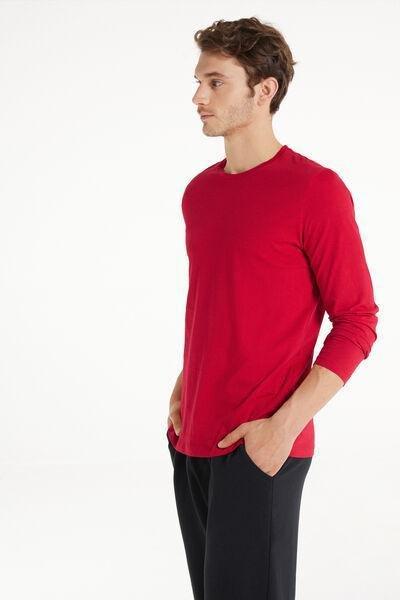 Red Long-Sleeve Round Neck Top, 5701_873V, medium
