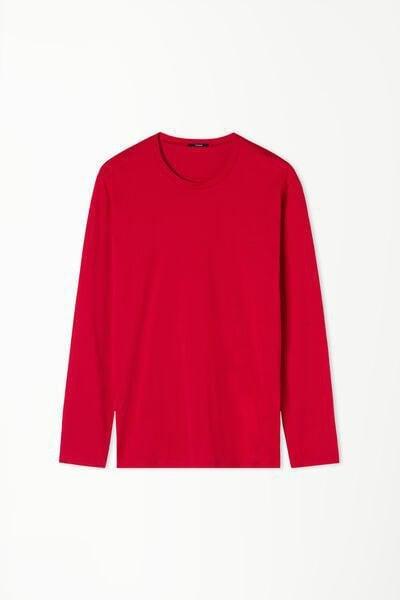 Red Long-Sleeve Round Neck Top, 5701_873V, large image number 2