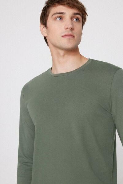 Green Long Sleeves 100% Cotton Top, 5701_920W, large image number 3