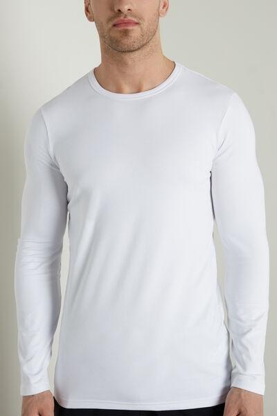 White Long-Sleeve Round-Neck Thermal Cotton Top, Men, , large image number 0
