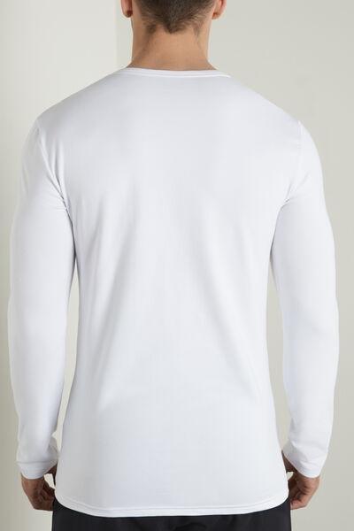 Tezenis - White Long-Sleeve Round-Neck Thermal Cotton Top