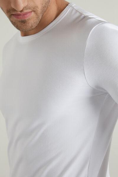 White Long-Sleeve Round-Neck Thermal Cotton Top, Men, , large image number 3