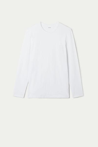 White Long-Sleeve Round-Neck Thermal Cotton Top, Men, , large image number 4
