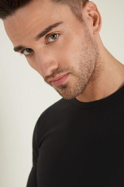 Black Round-Neck Thermal Top, , large image number 3