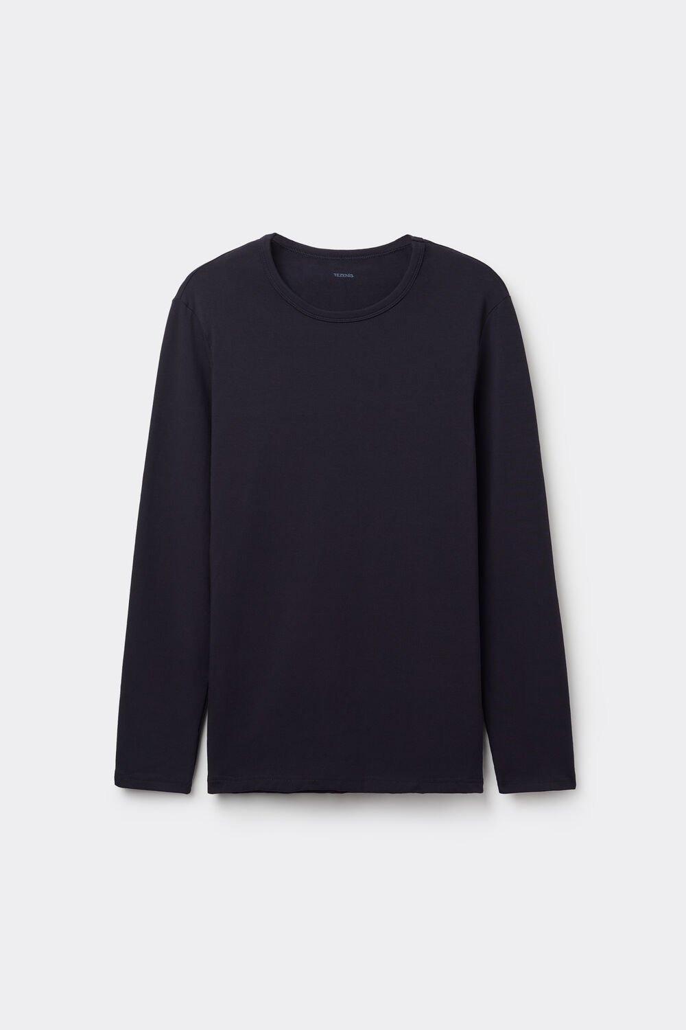 Deep Blue Long-Sleeve Round-Neck Thermal Cotton Top, Men, , large image number 6