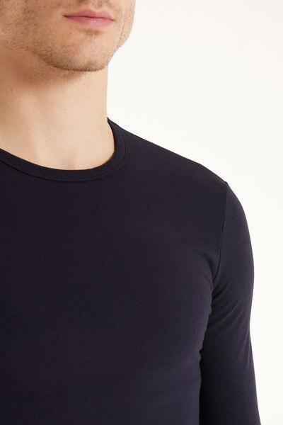 Deep Blue Long-Sleeve Round-Neck Thermal Cotton Top, Men, , large image number 7
