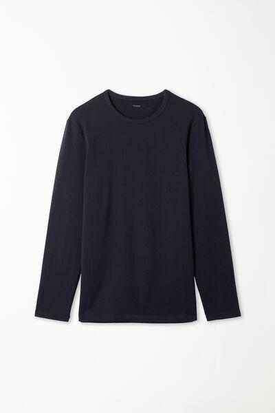 Deep Blue Long-Sleeve Round-Neck Thermal Cotton Top, Men, , large image number 8