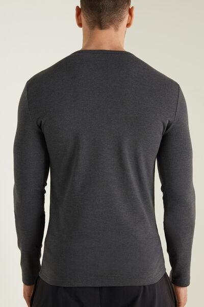 Grey Long-Sleeve Round-Neck Thermal Cotton Top, Men, , large image number 2