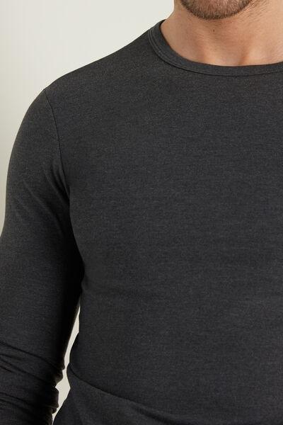 Grey Long-Sleeve Round-Neck Thermal Cotton Top, Men, , large image number 3