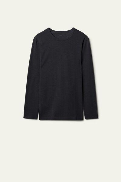 Grey Long-Sleeve Round-Neck Thermal Cotton Top, Men, , large image number 4