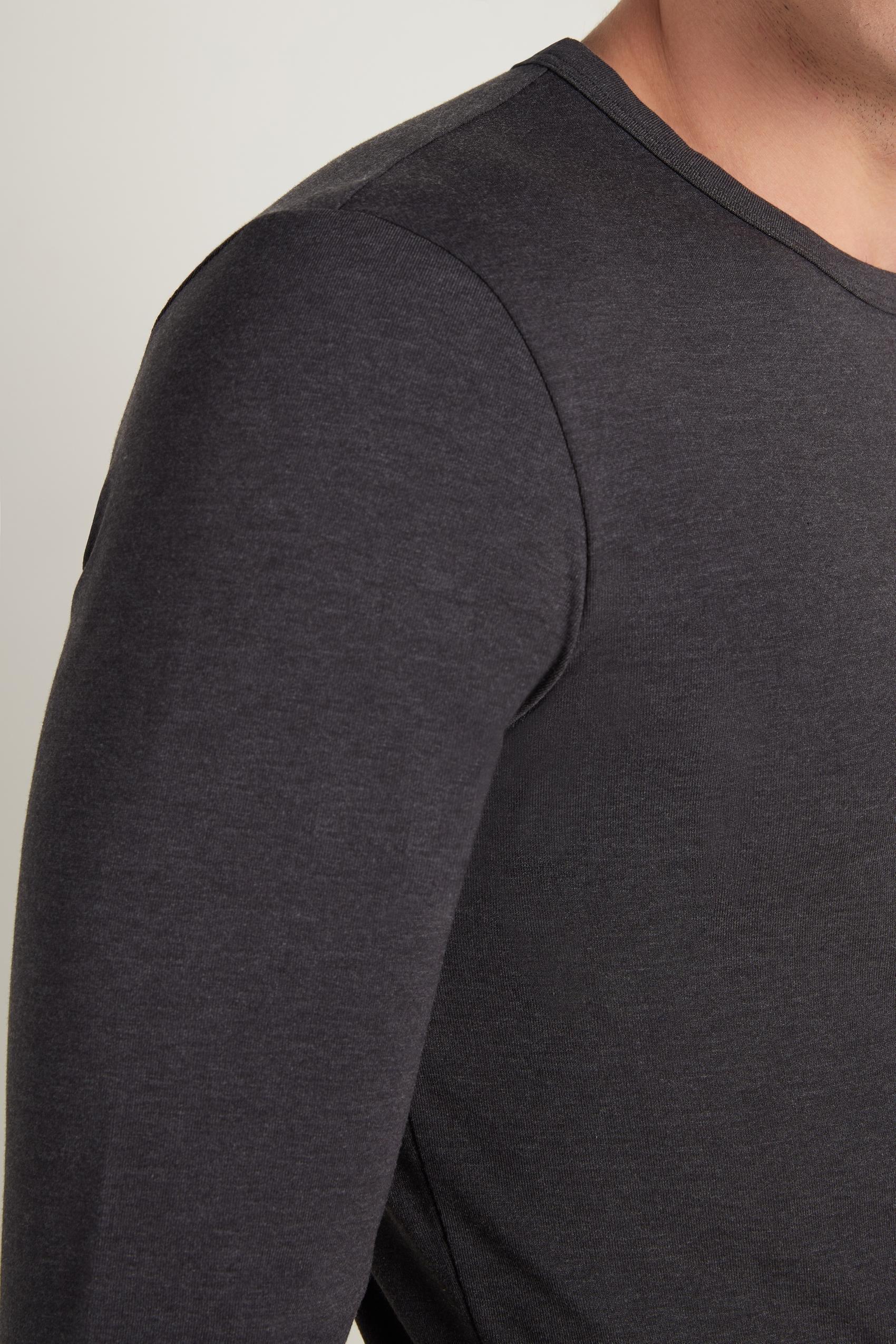Grey Long-Sleeve Round-Neck Thermal Cotton Top, Men, , large image number 6