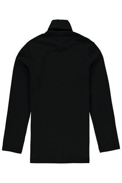 Black Long-Sleeve High-Neck Thermal Cotton Top, Black, large image number 1