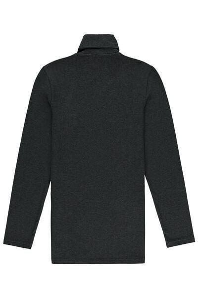 Grey Long-Sleeve High-Neck Thermal Cotton Top, Grey Blend, large image number 5