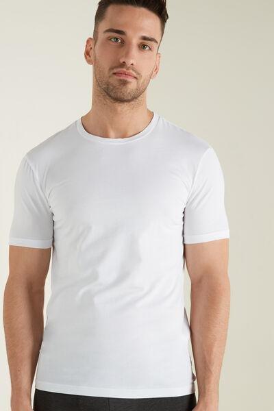 White Stretch Round-Neck T-Shirt, , large image number 0