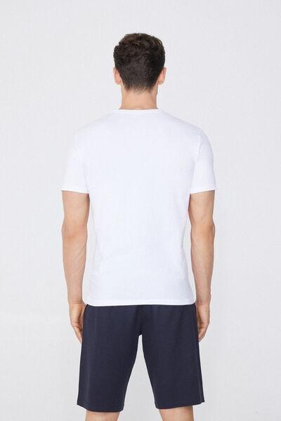 White Stretch Round-Neck T-Shirt, White, large image number 4