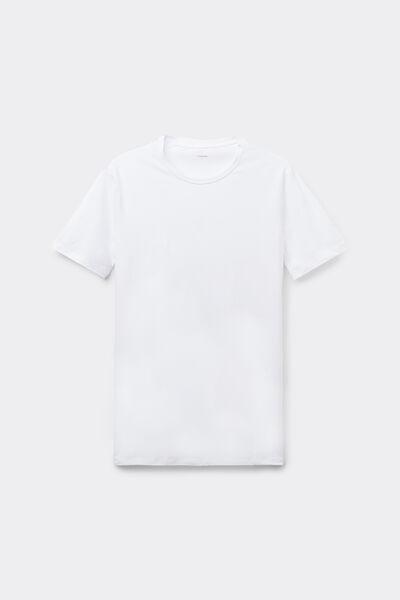 White Stretch Round-Neck T-Shirt, White, large image number 8
