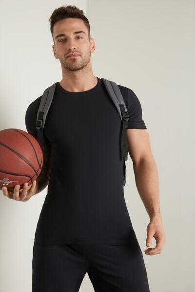 Black Stretch Round-Neck T-Shirt, , large image number 1