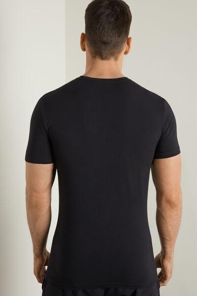 Black Stretch Round-Neck T-Shirt, , large image number 3