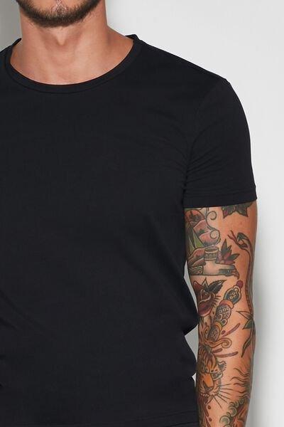 Black Stretch Round-Neck T-Shirt, , large image number 4