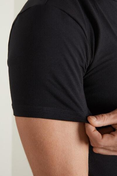Black Stretch Round-Neck T-Shirt, , large image number 5