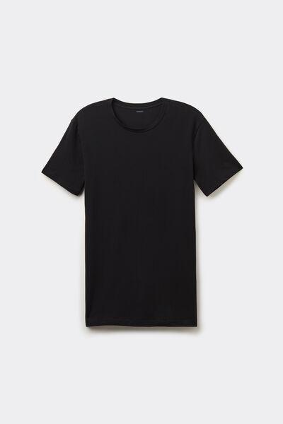 Black Stretch Cotton T-Shirt, Men, , large image number 6