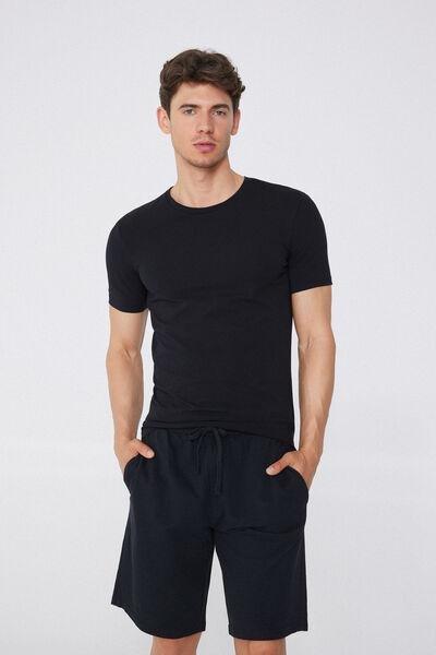 Black Stretch Round-Neck T-Shirt, Black, large image number 8