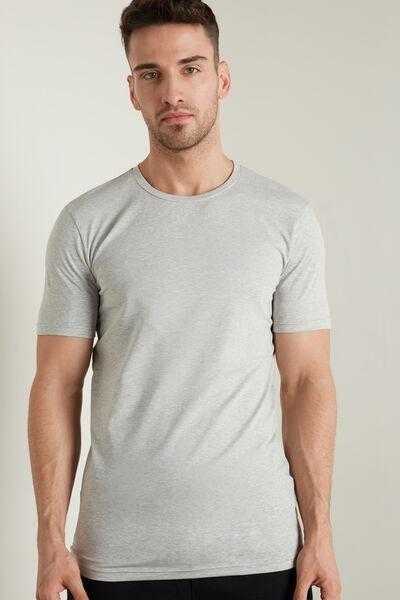 Grey Stretch Cotton T-Shirt, , medium