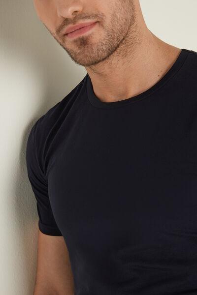 Blue Stretch Round-Neck T-Shirt, , large image number 3
