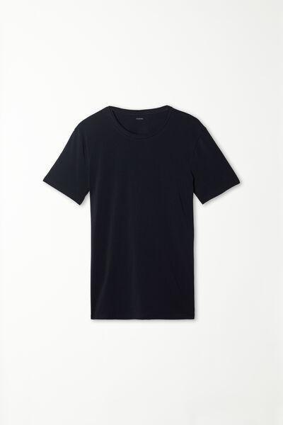Blue Stretch Round-Neck T-Shirt, , large image number 4