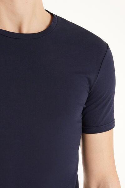 Blue Stretch Round-Neck T-Shirt, , large image number 5