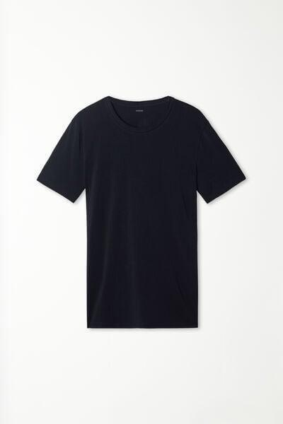 Blue Stretch Round-Neck T-Shirt, , large image number 6