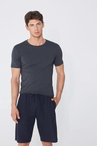 Grey Stretch Cotton T-Shirt, 5701_4712, large image number 0