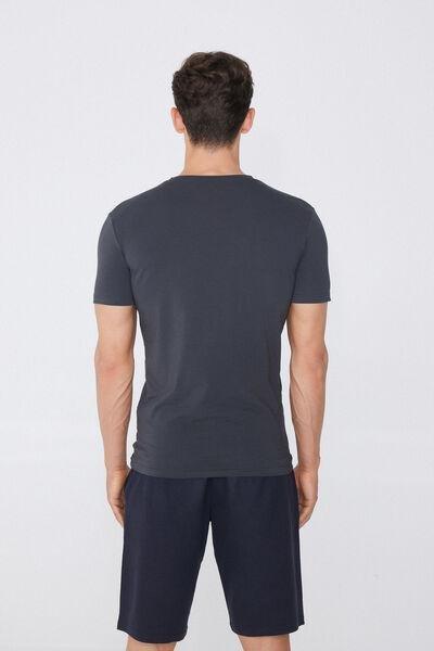 Grey Stretch Cotton T-Shirt, 5701_4712, large image number 2