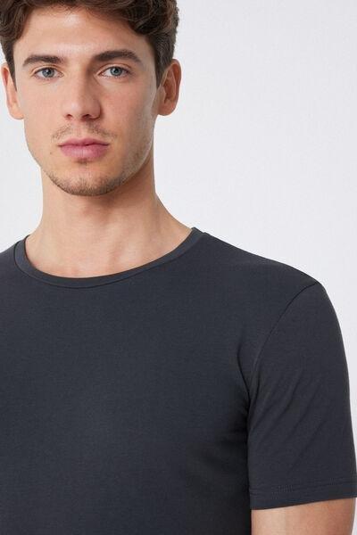 Grey Stretch Cotton T-Shirt, 5701_4712, large image number 3