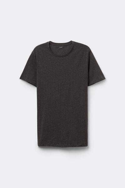 Dark Grey Blend Stretch Cotton T-Shirt, Men, , large image number 4