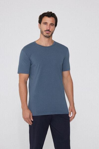 Blue Organic Stretch Cotton T-Shirt, , large image number 0