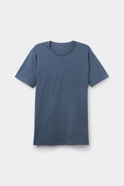 Blue Organic Stretch Cotton T-Shirt, , large image number 2