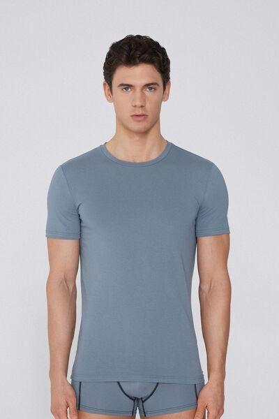 Grey Stretch Cotton T-Shirt, 5701_865W, large image number 1