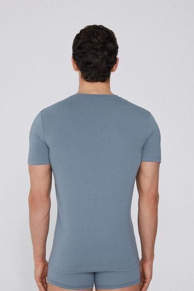 Grey Stretch Cotton T-Shirt, 5701_865W, large image number 2