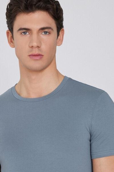Grey Stretch Cotton T-Shirt, 5701_865W, large image number 3