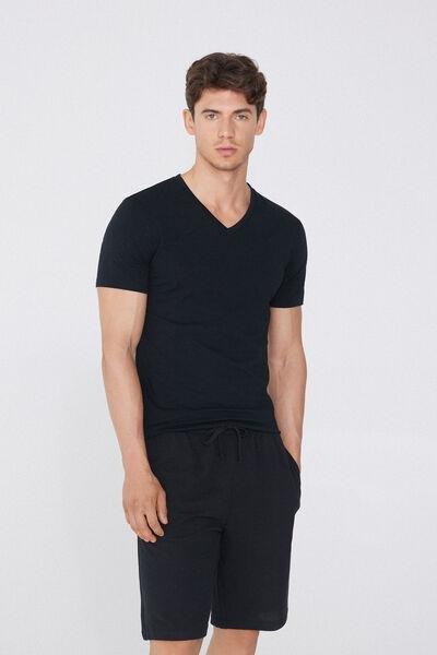 Black V-Neck T-Shirt, Black, large image number 7
