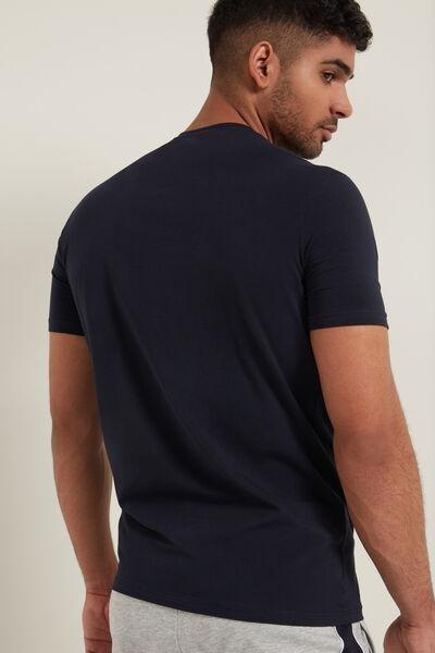 Navy V-Neck Stretch-Cotton T-Shirt, , large image number 2